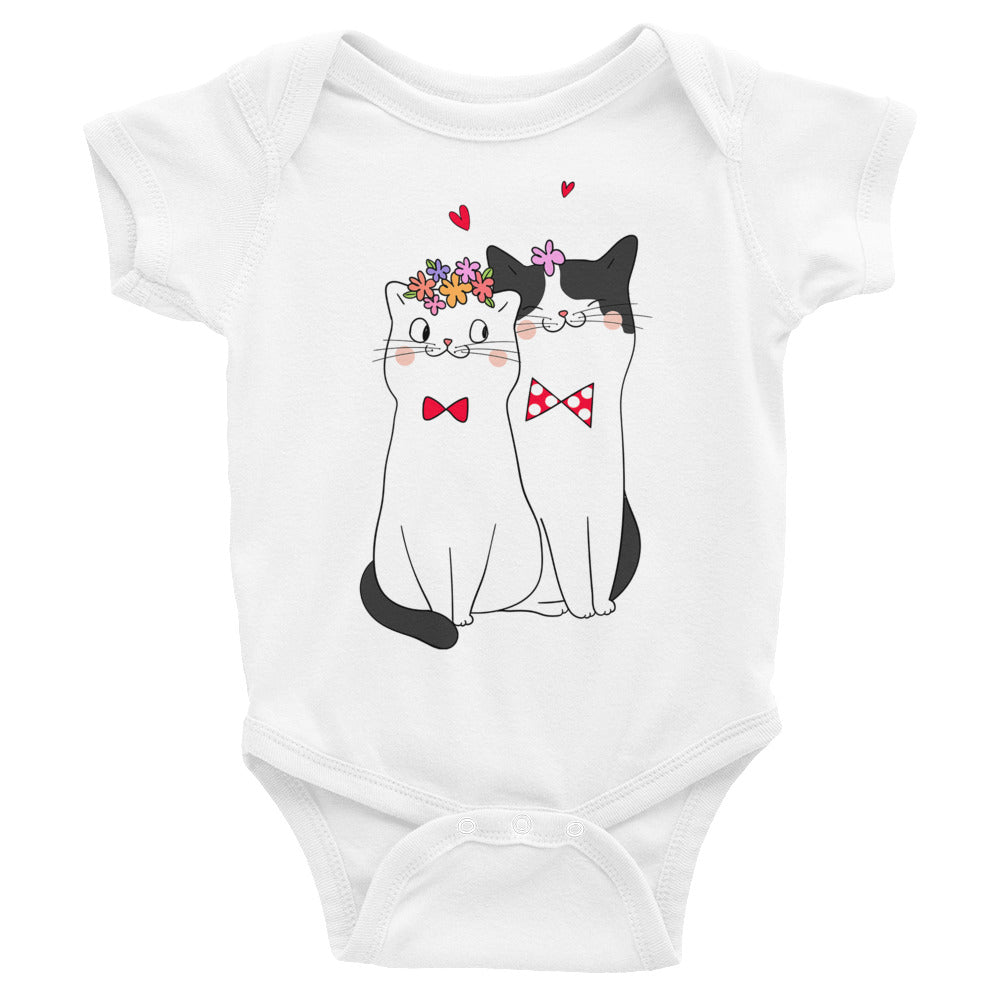 Cute Couple Cats in Love, Bodysuits, No. 0187