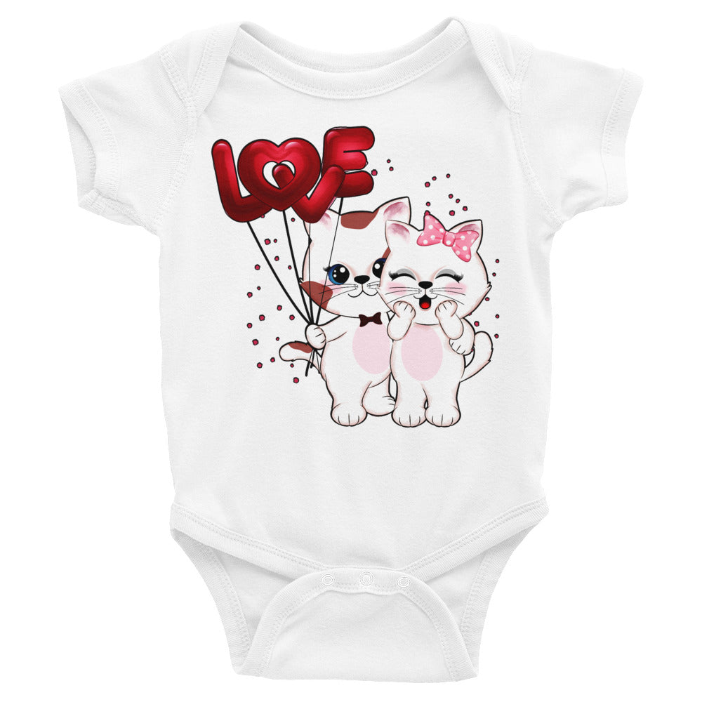 Cute Couple Cats in Love, Bodysuits, No. 0290