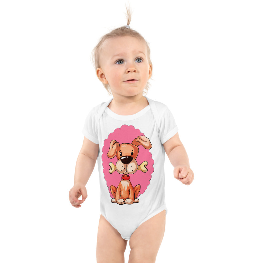 Cute Dog Puppy with Bone, Bodysuits, No. 0297