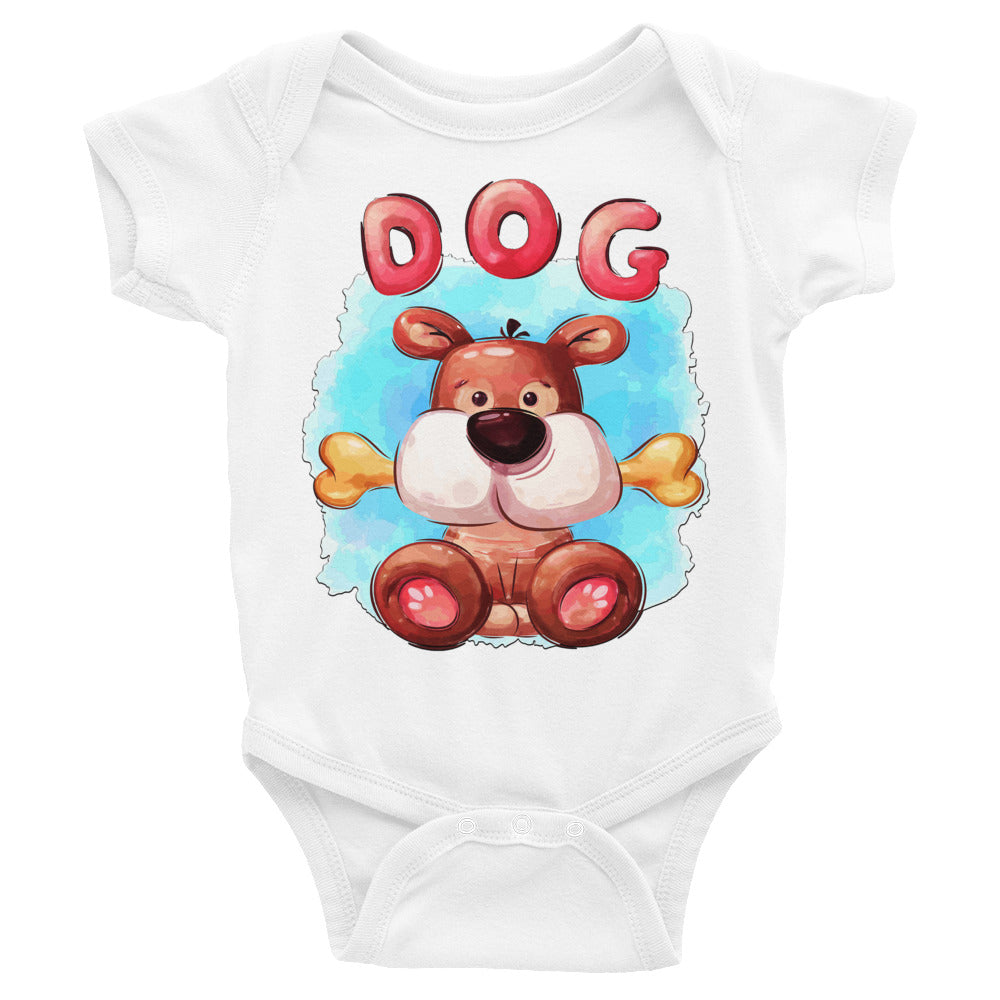 Cute Dog with Bone, Bodysuits, No. 0499