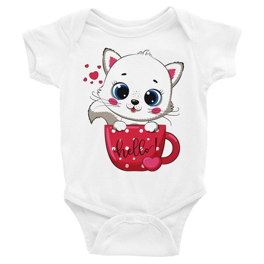Cute Kitty Cat Inside Cup, Bodysuits, No. 0318