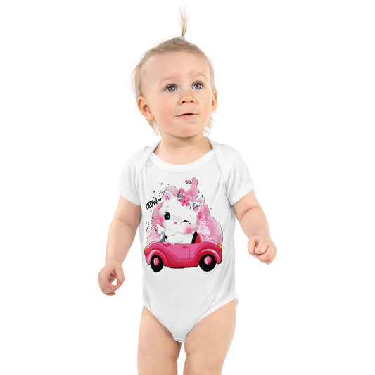 Cute Kitty Cat Riding Car, Bodysuits, No. 0323