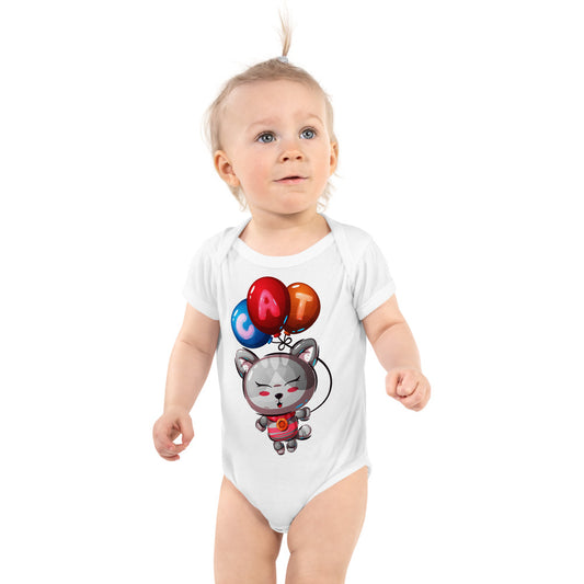 Cute Kitty Cat with Balloon, Bodysuits, No. 0327