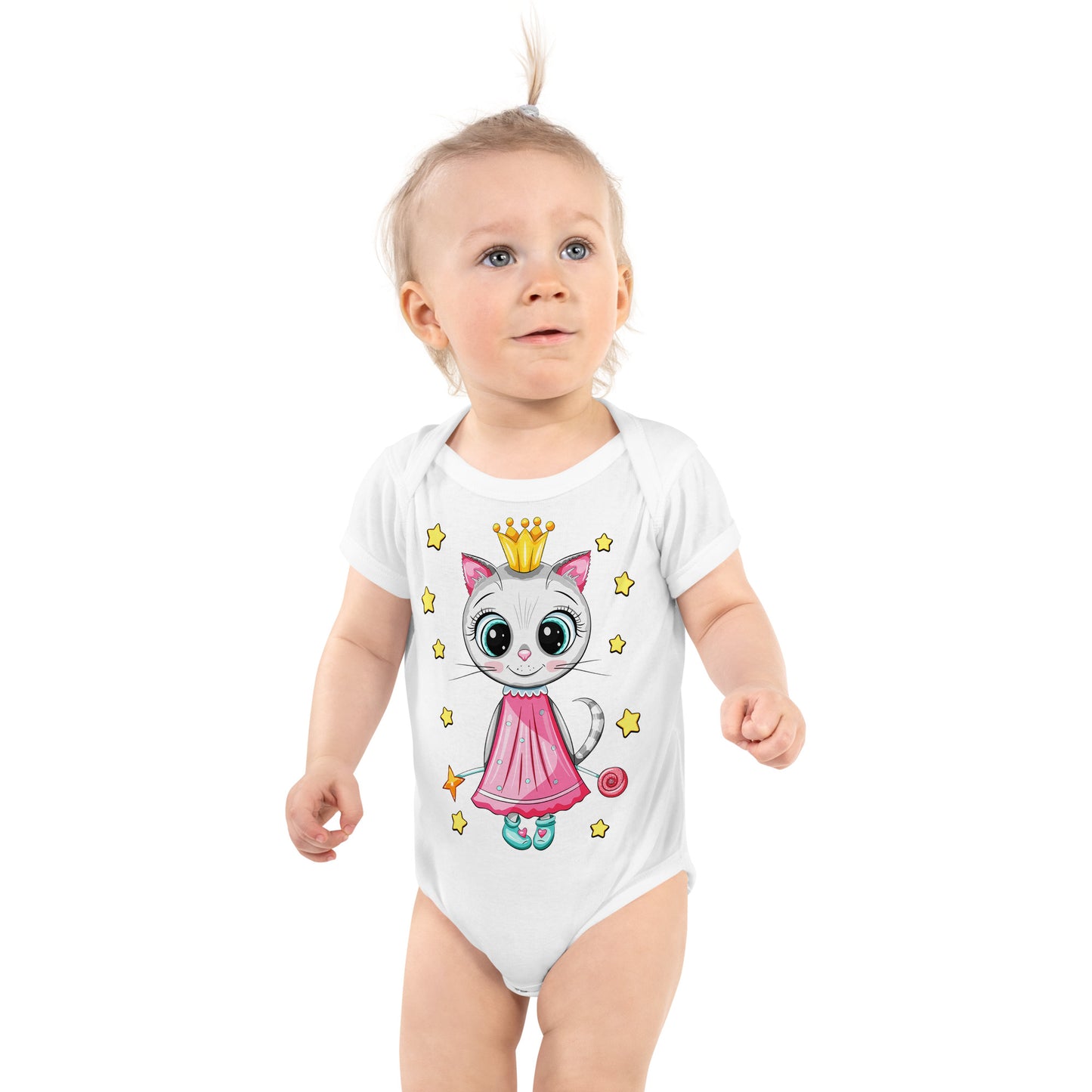 Cute Little Cat with Golden Crown Bodysuits, No. 0214