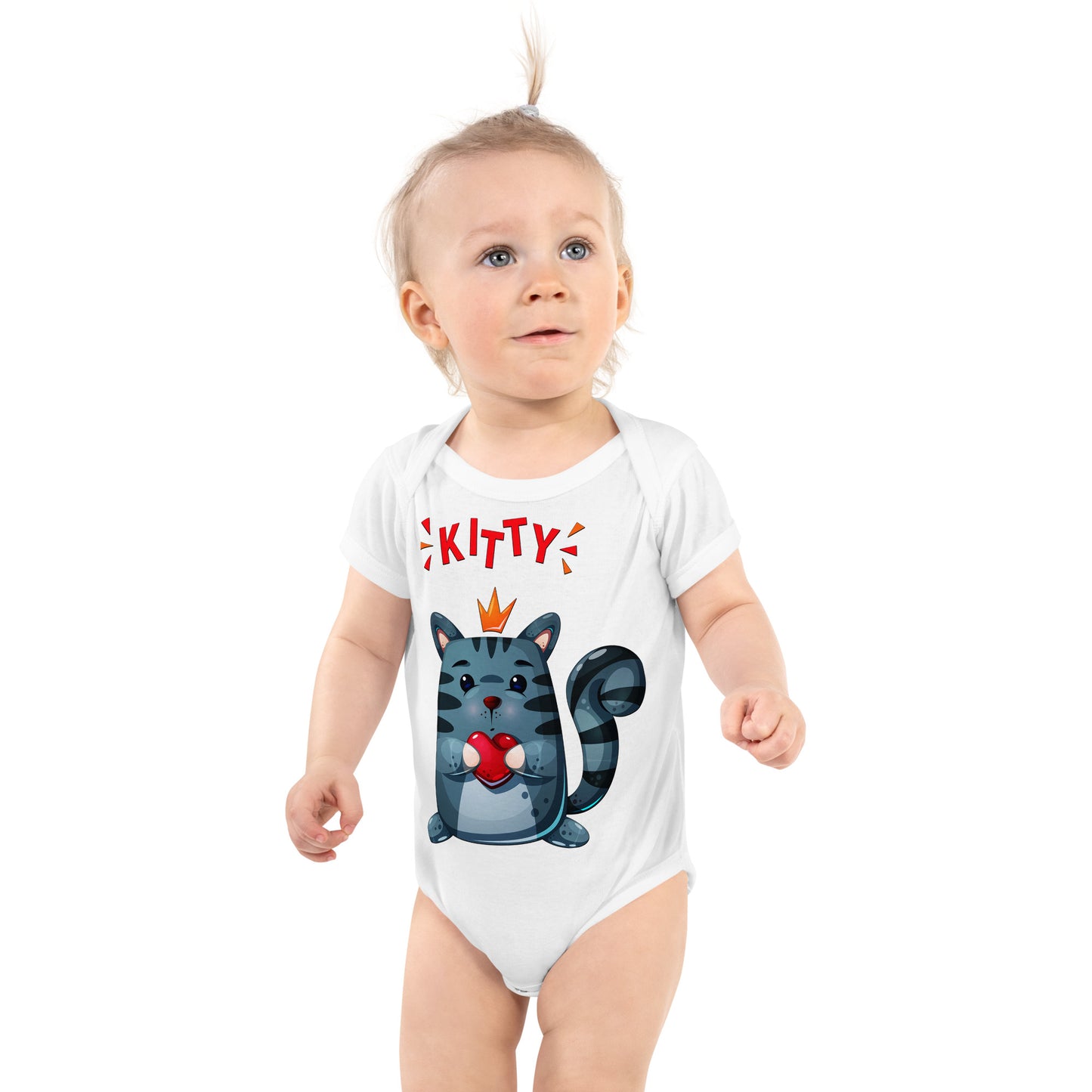 Cute Kitty Cat with Red Heart Bodysuit, No. 0332