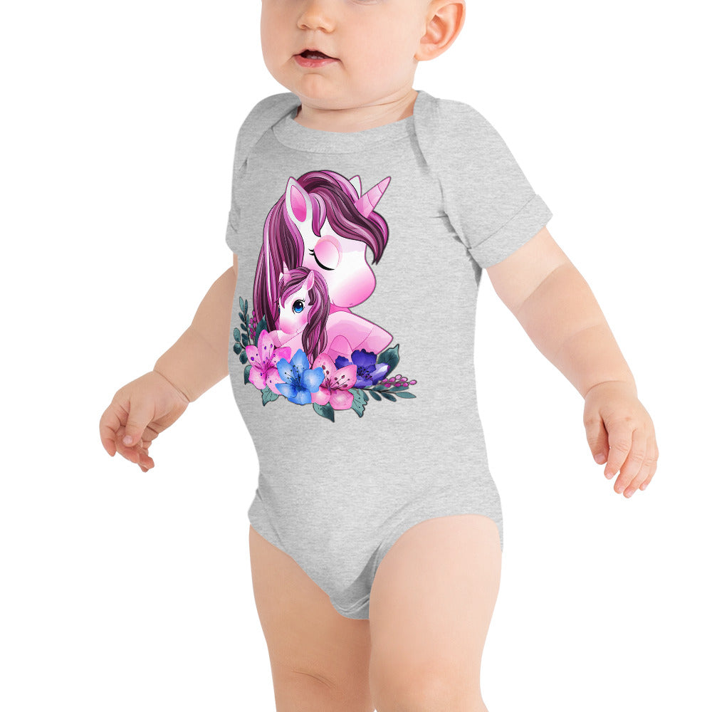 Cute Unicorn Mom and Baby, Bodysuits, No. 0088