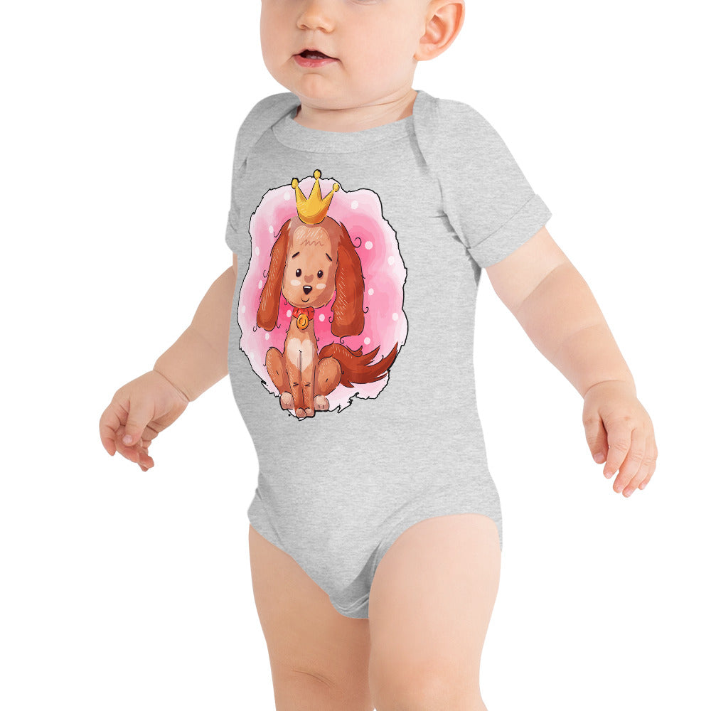 Funny Puppy Dog Wearing Crown, Bodysuits, No. 0442