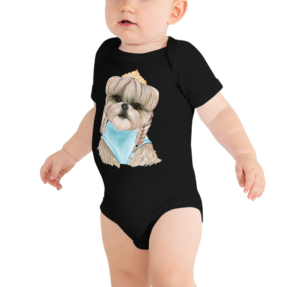 Adorable Dog with Hair Braids Crowns, Bodysuit, No. 0563