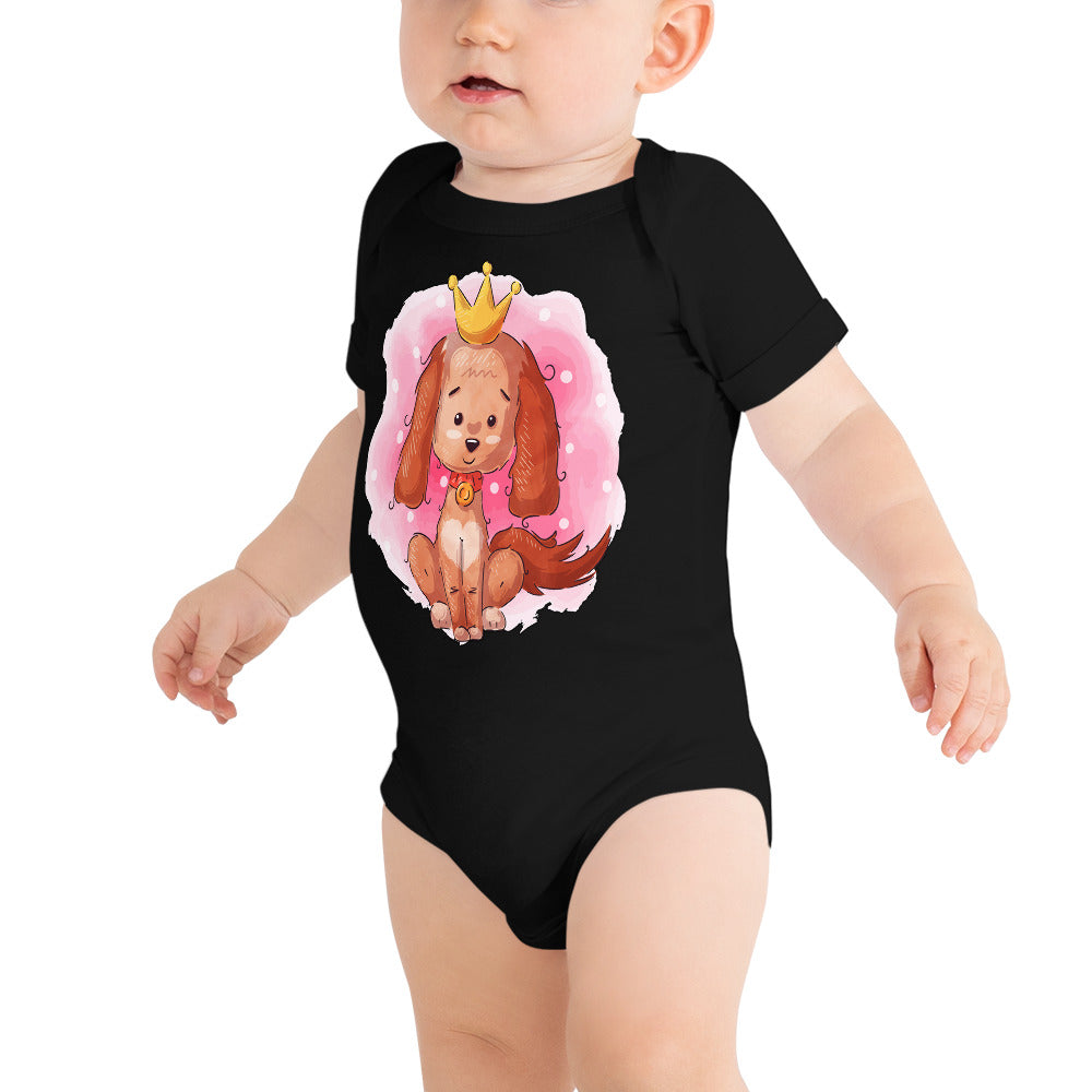 Funny Puppy Dog Wearing Crown, Bodysuits, No. 0442