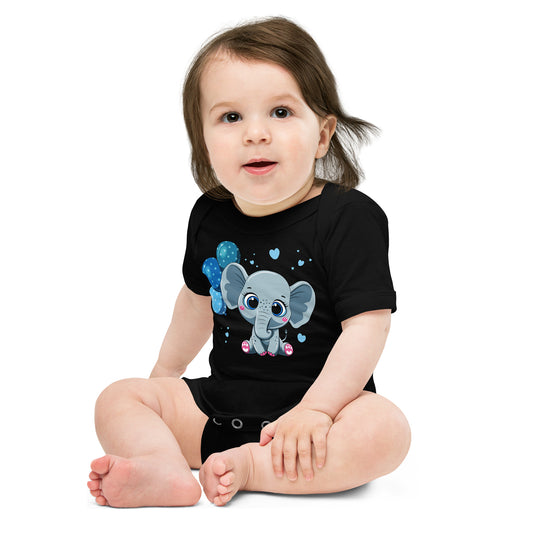 Cute Baby Elephant with Balloon Bodysuit, No. 0086