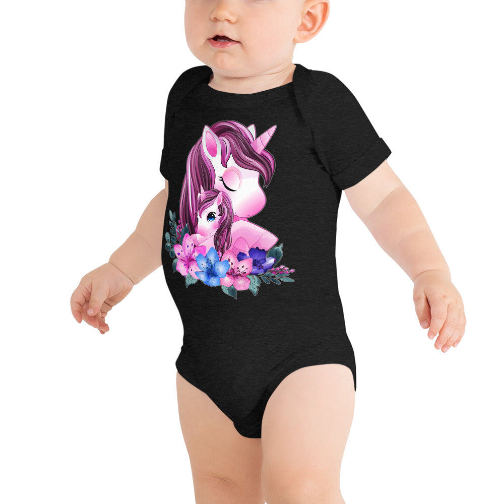 Cute Unicorn Mom and Baby, Bodysuits, No. 0088