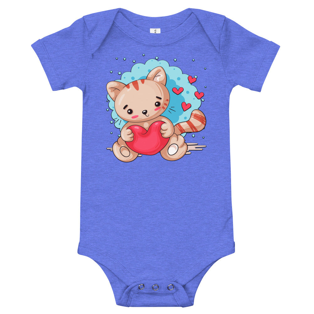 Cute Kitty Cat with Red Heart, Bodysuits, No. 0333