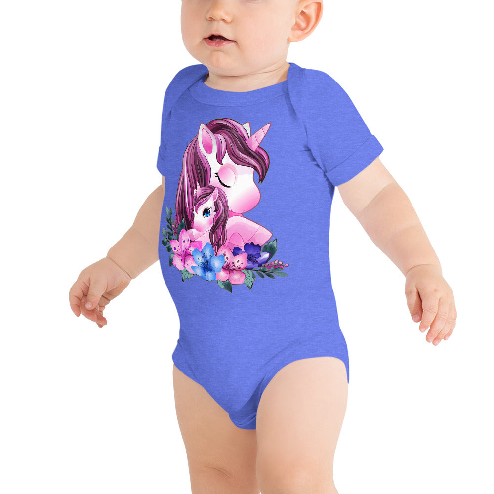 Cute Unicorn Mom and Baby, Bodysuits, No. 0088