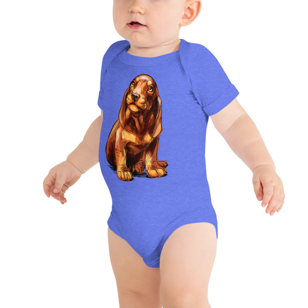 Cute Dachshund Puppy Dog, Bodysuits, No. 0591