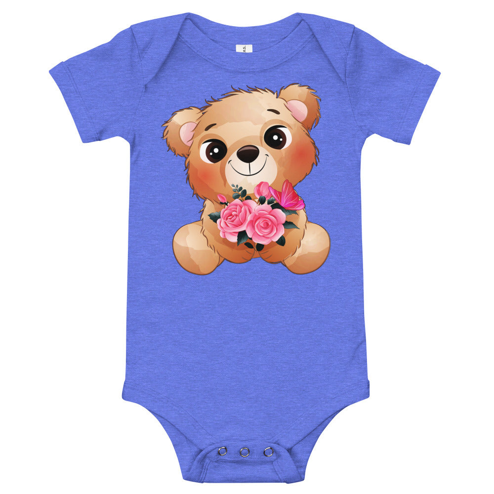 Little Bear with Flowers, Bodysuits, No. 0028