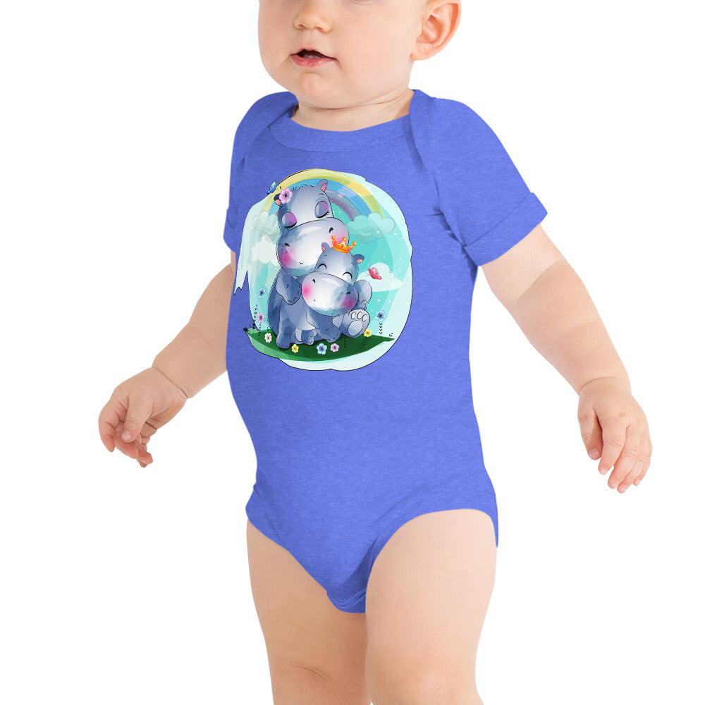 Cute Hippo Mom and Baby, Bodysuits, No. 0073