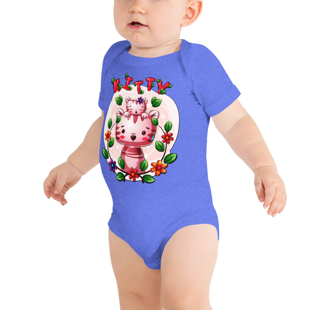 Cute Kitten Cats Between Flowers, Bodysuits, No. 0306