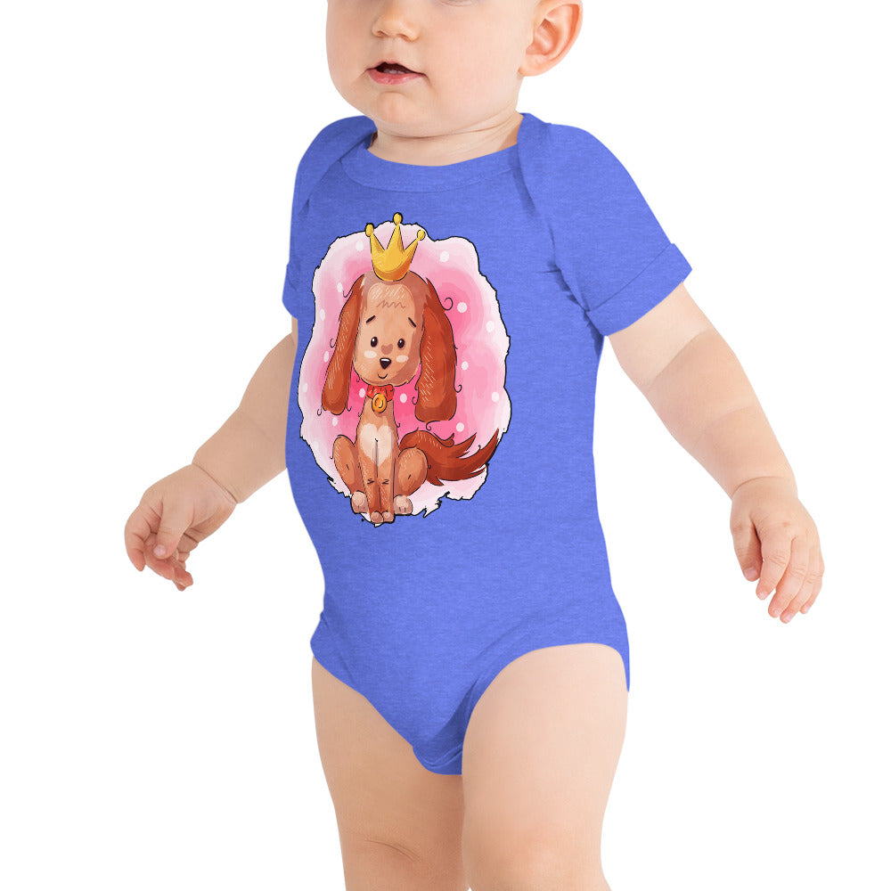 Funny Puppy Dog Wearing Crown, Bodysuits, No. 0442