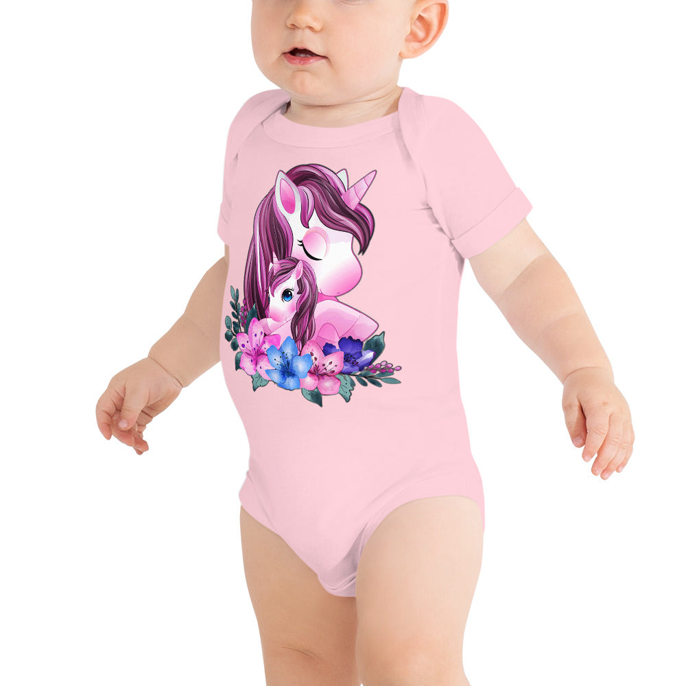 Cute Unicorn Mom and Baby, Bodysuits, No. 0088