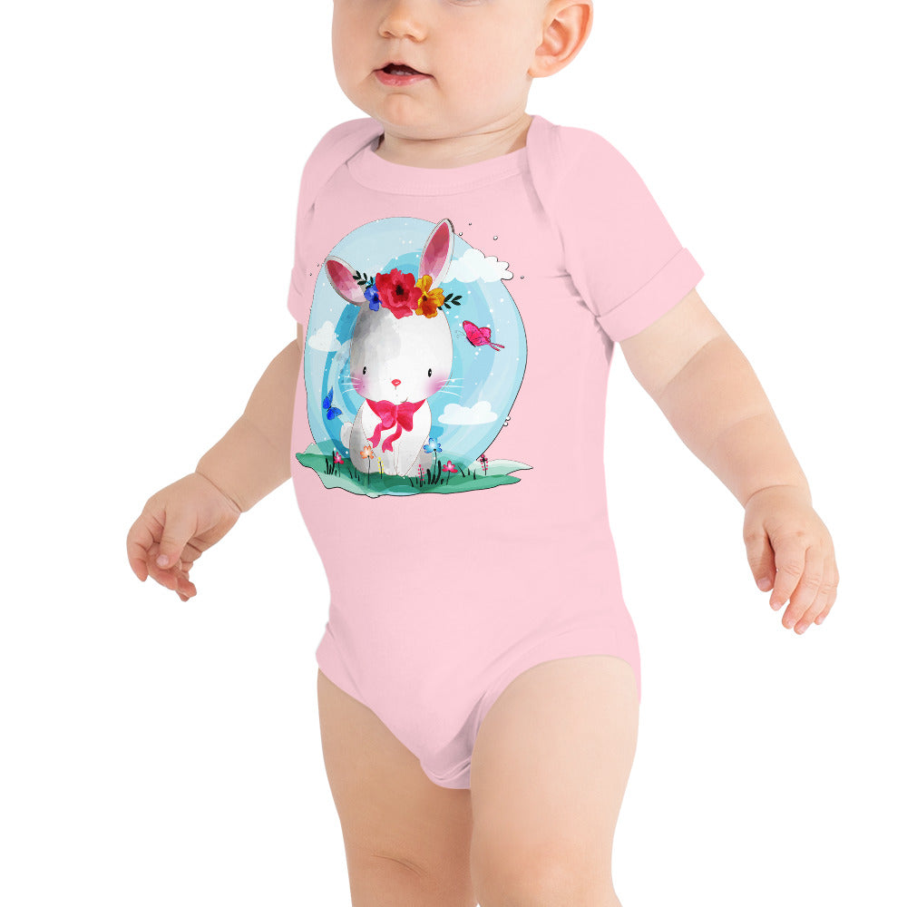 Cute Bunny with Flowers, Bodysuits, No. 0082