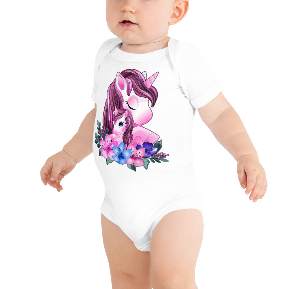 Cute Unicorn Mom and Baby, Bodysuits, No. 0088