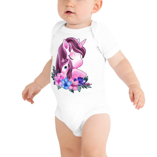 Cute Unicorn Mom and Baby, Bodysuits, No. 0088