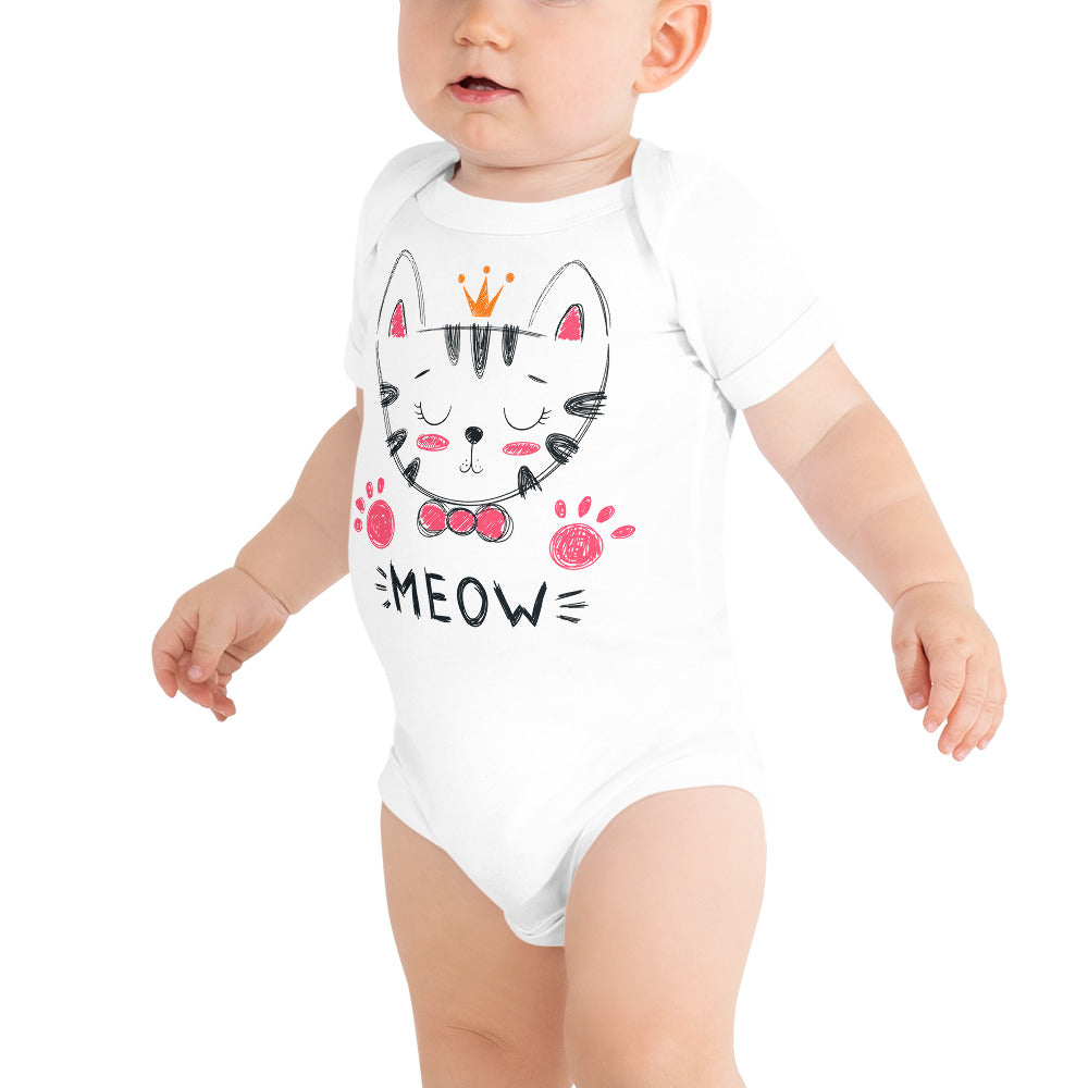 Cute Cat Face Drawing, Bodysuits, No. 0153