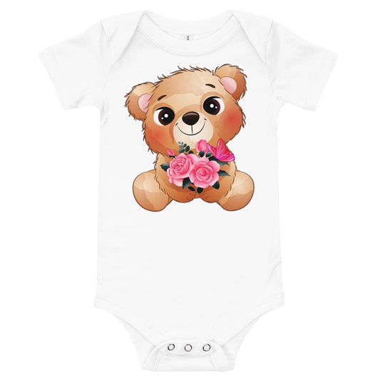 Little Bear with Flowers, Bodysuits, No. 0028