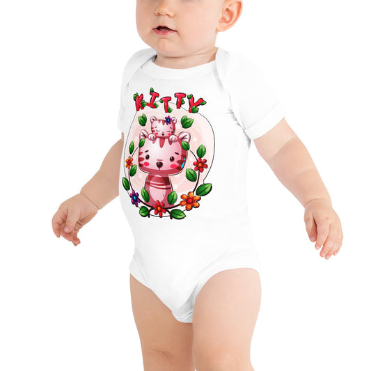 Cute Kitten Cats Between Flowers, Bodysuits, No. 0306