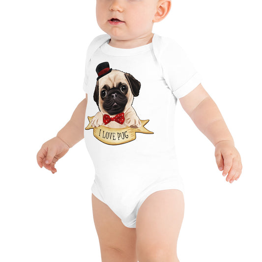 I Love Pug Dog, Bodysuits, No. 0459