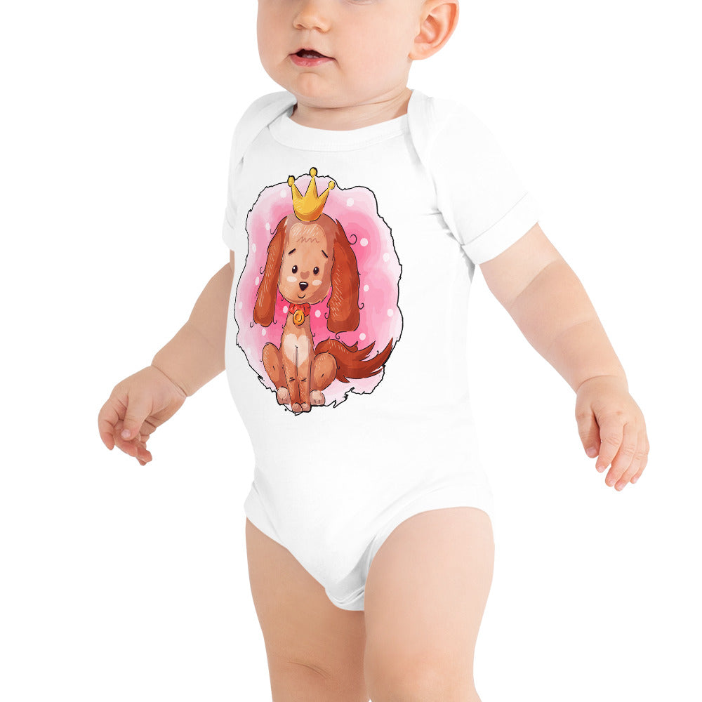 Funny Puppy Dog Wearing Crown, Bodysuits, No. 0442