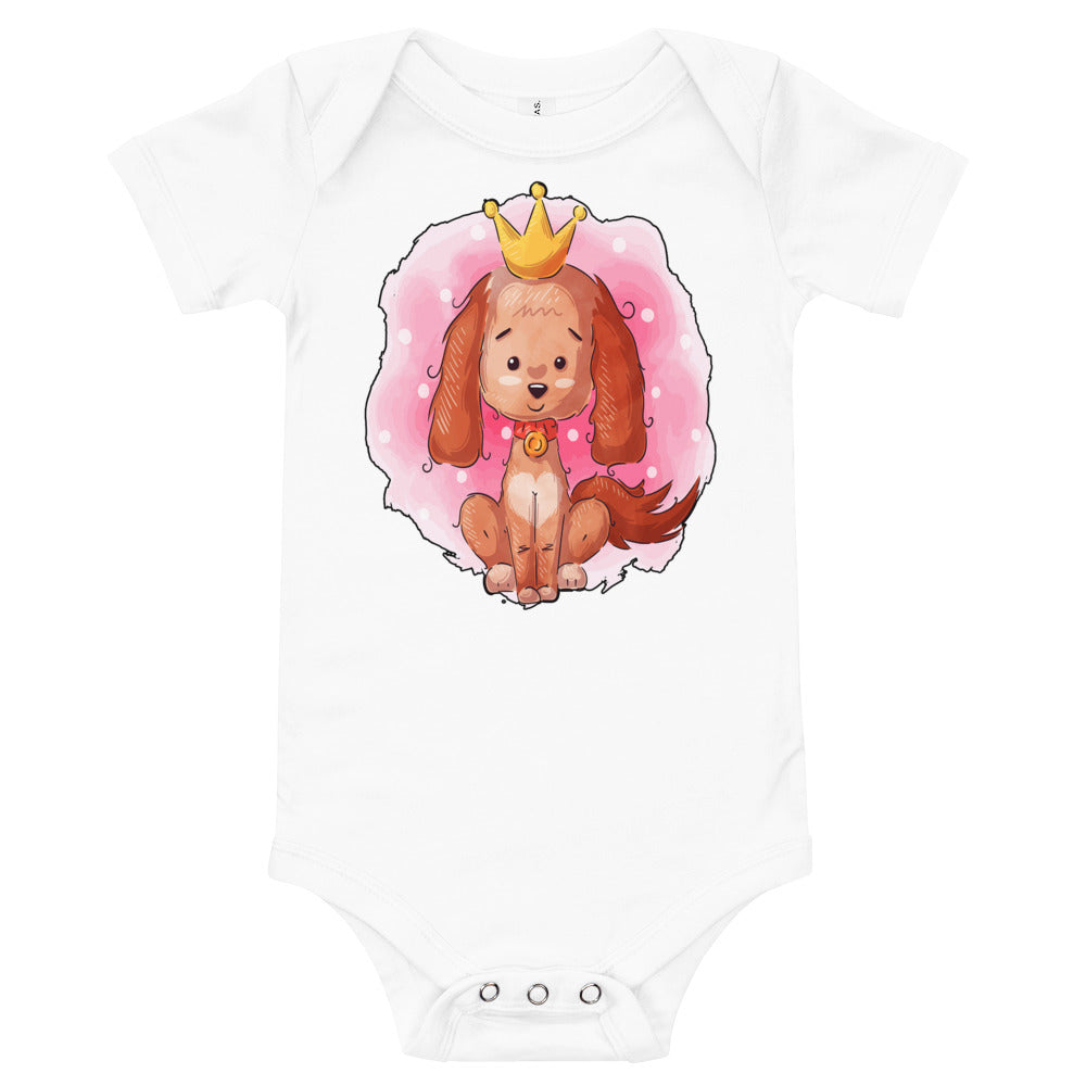 Funny Puppy Dog Wearing Crown, Bodysuits, No. 0442