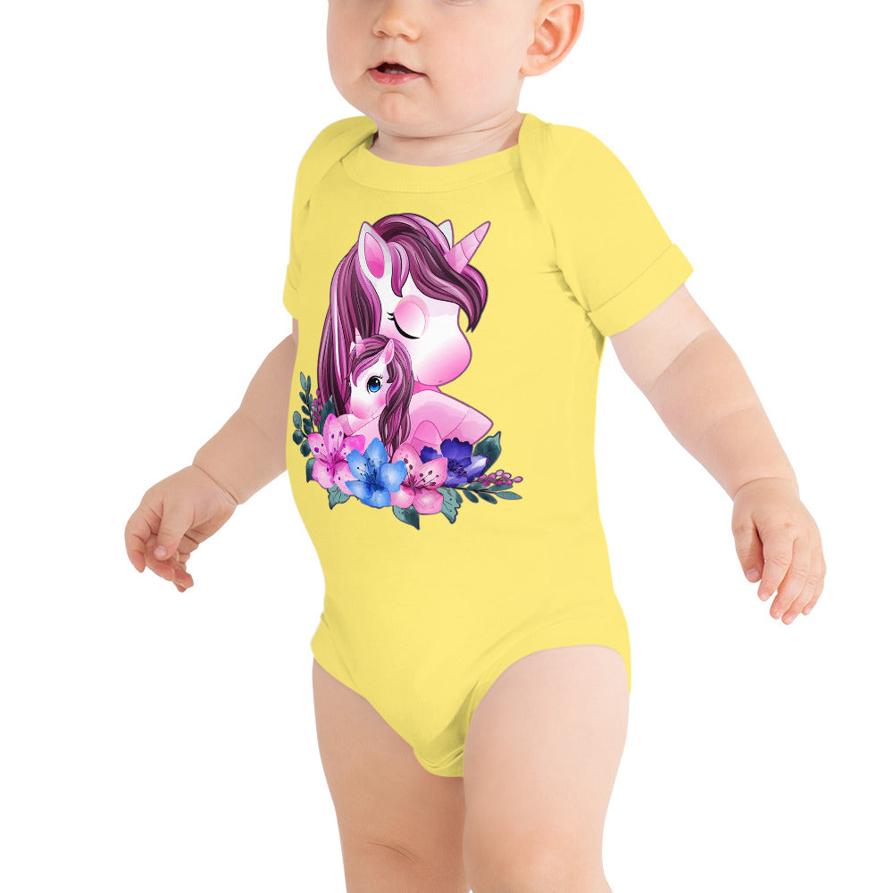 Cute Unicorn Mom and Baby, Bodysuits, No. 0088