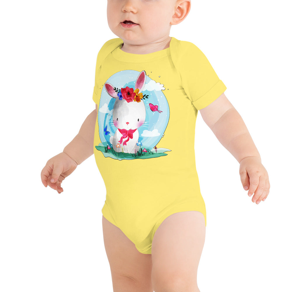 Cute Bunny with Flowers, Bodysuits, No. 0082