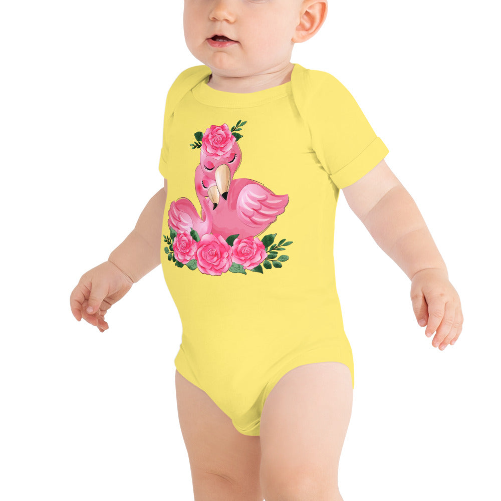 Cute Flamingo Mom and Baby, Bodysuits, No. 0080