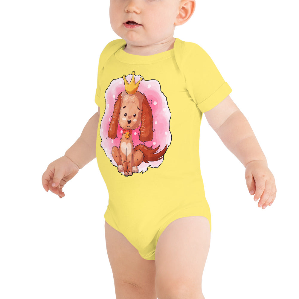 Funny Puppy Dog Wearing Crown, Bodysuits, No. 0442