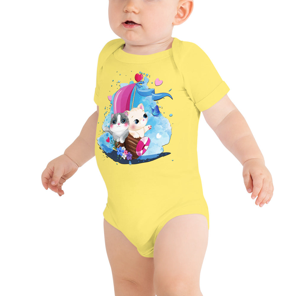 Cute Kitten Cats in Boat, Bodysuits, No. 0205