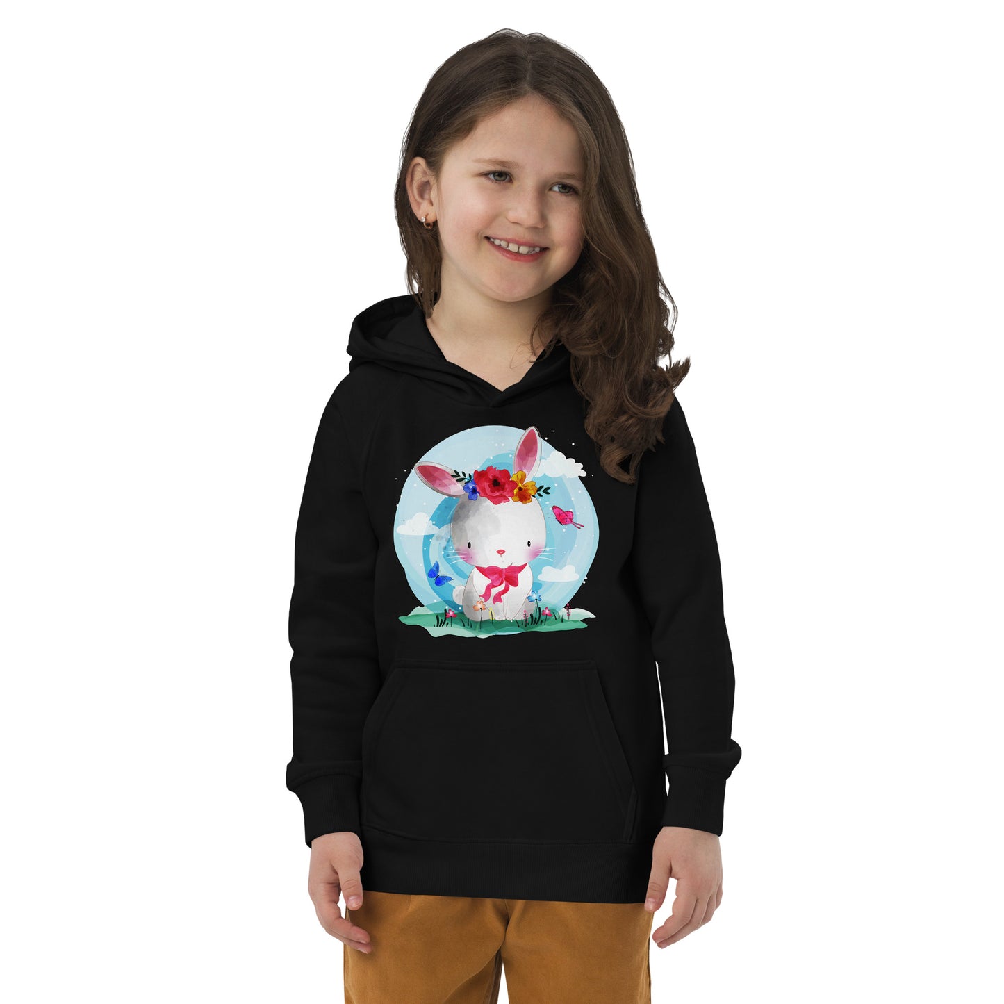 Cute Bunny with Flowers Hoodie, No. 0082