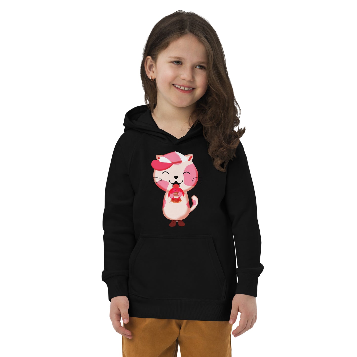 Cute Cat Eating Donut Hoodie, No. 0281