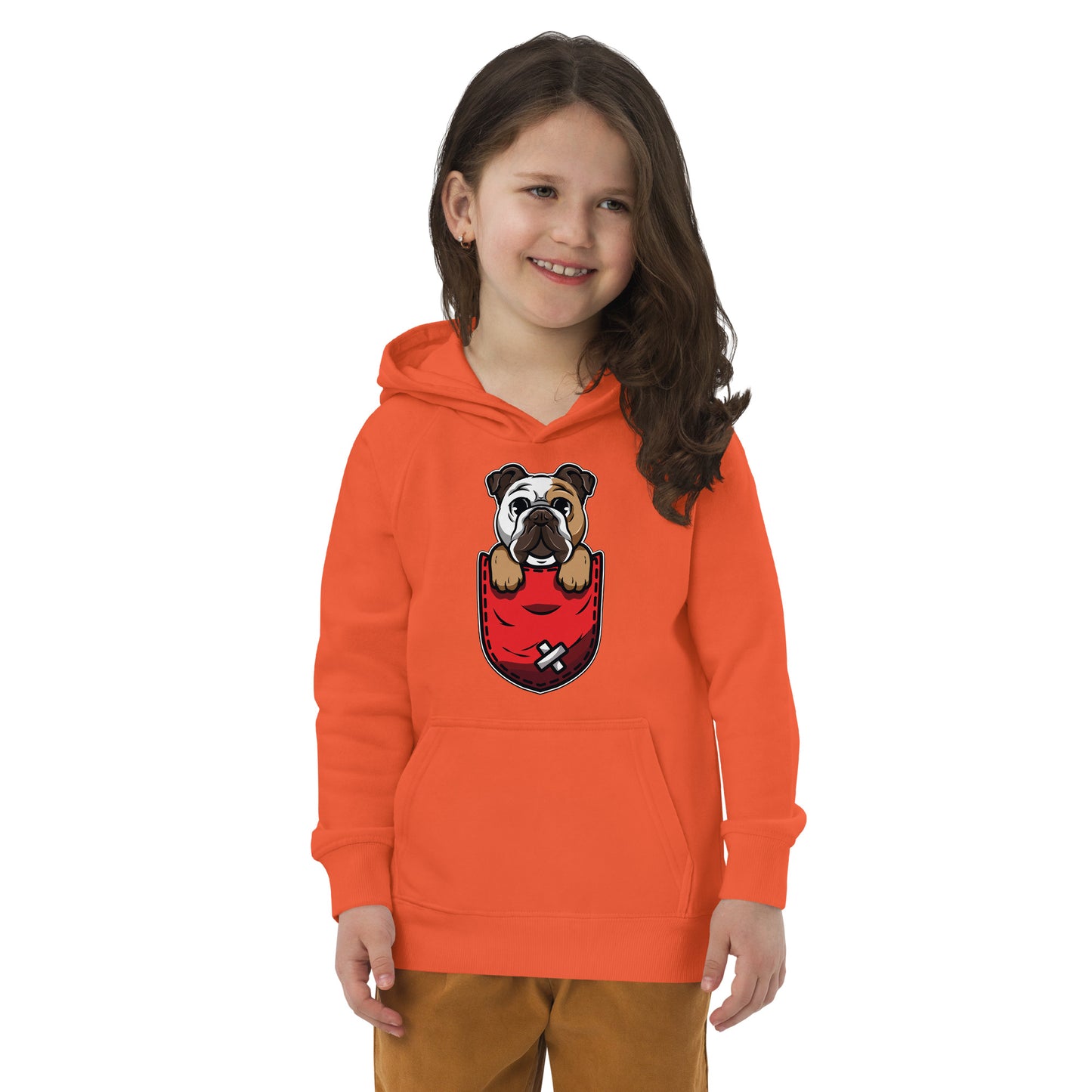 Cute Bulldog Dog in Pocket Hoodie, No. 0152