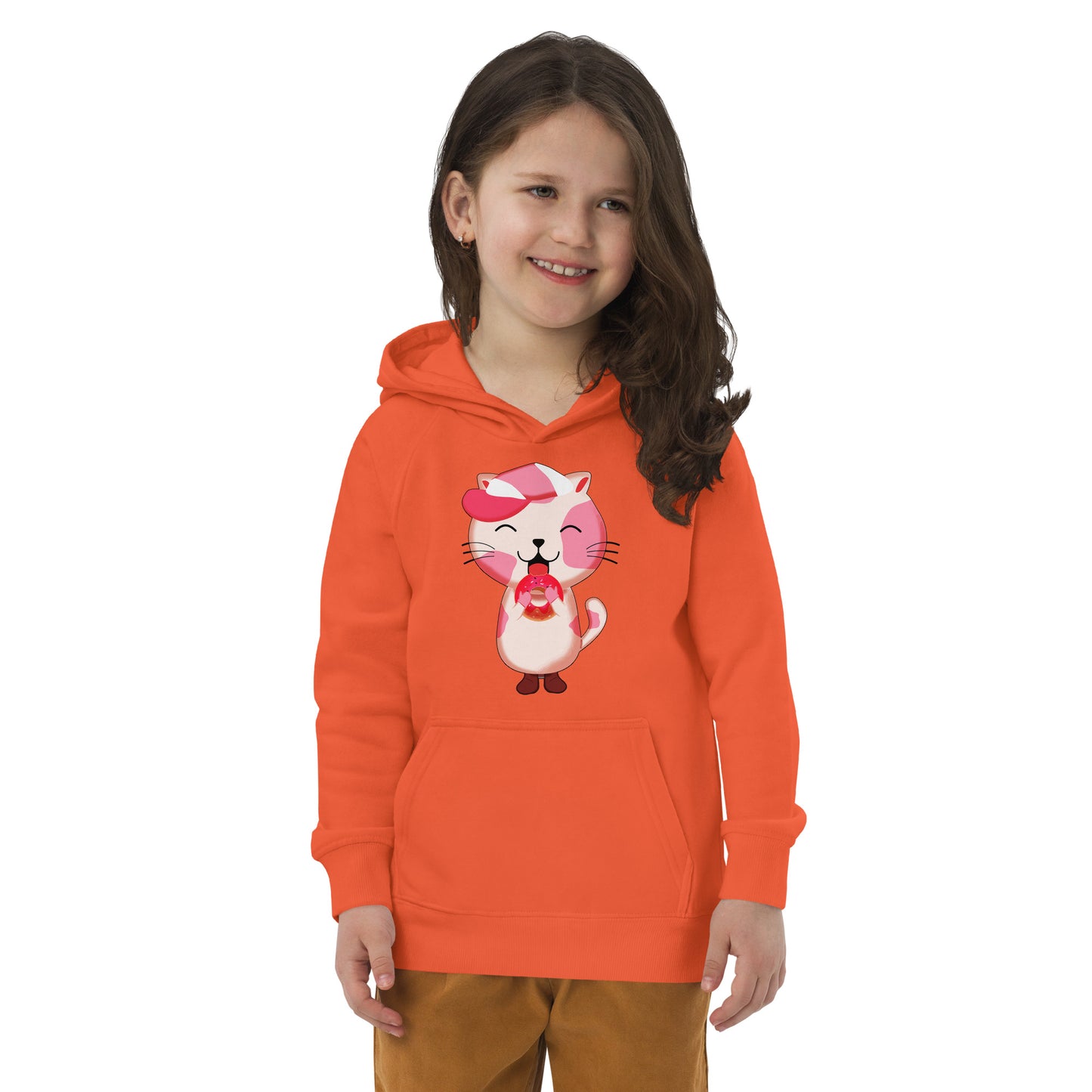 Cute Cat Eating Donut Hoodie, No. 0281