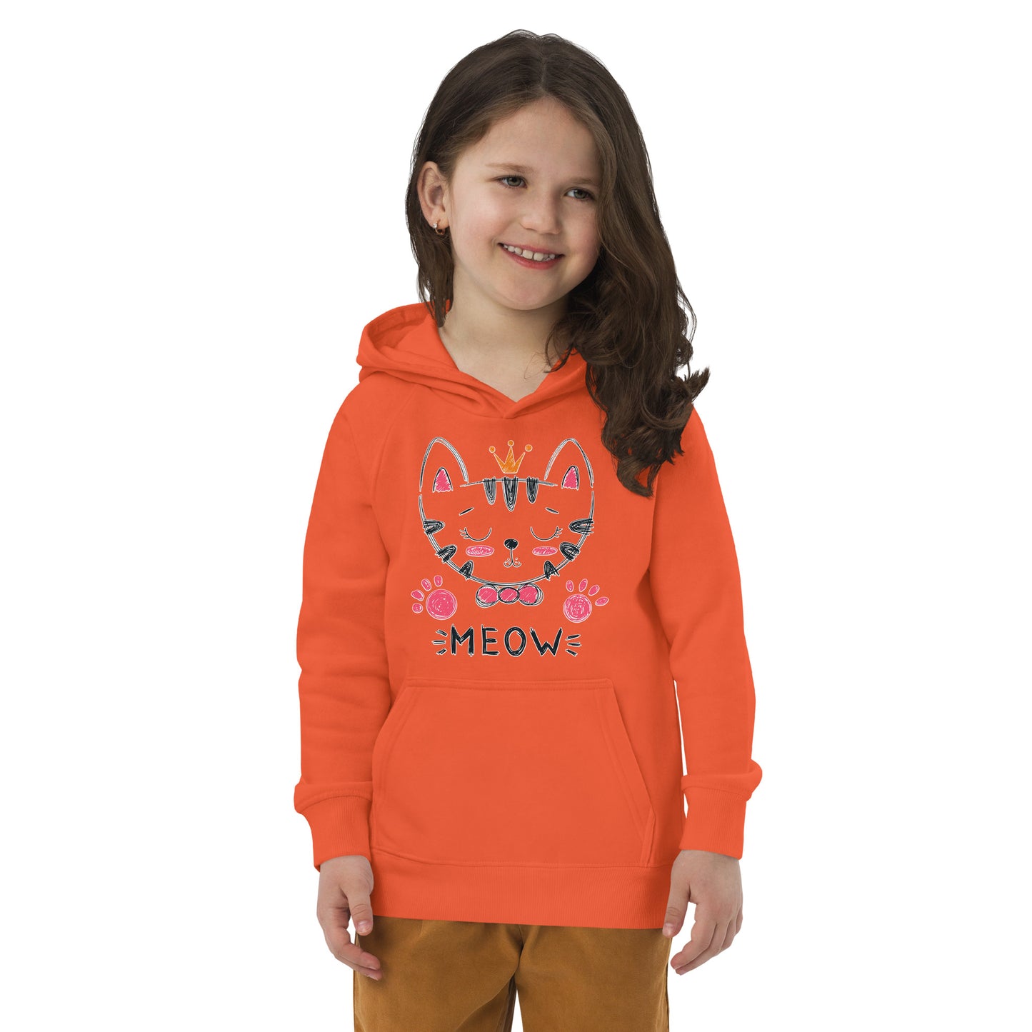 Cute Cat Face Drawing Hoodie, No. 0153