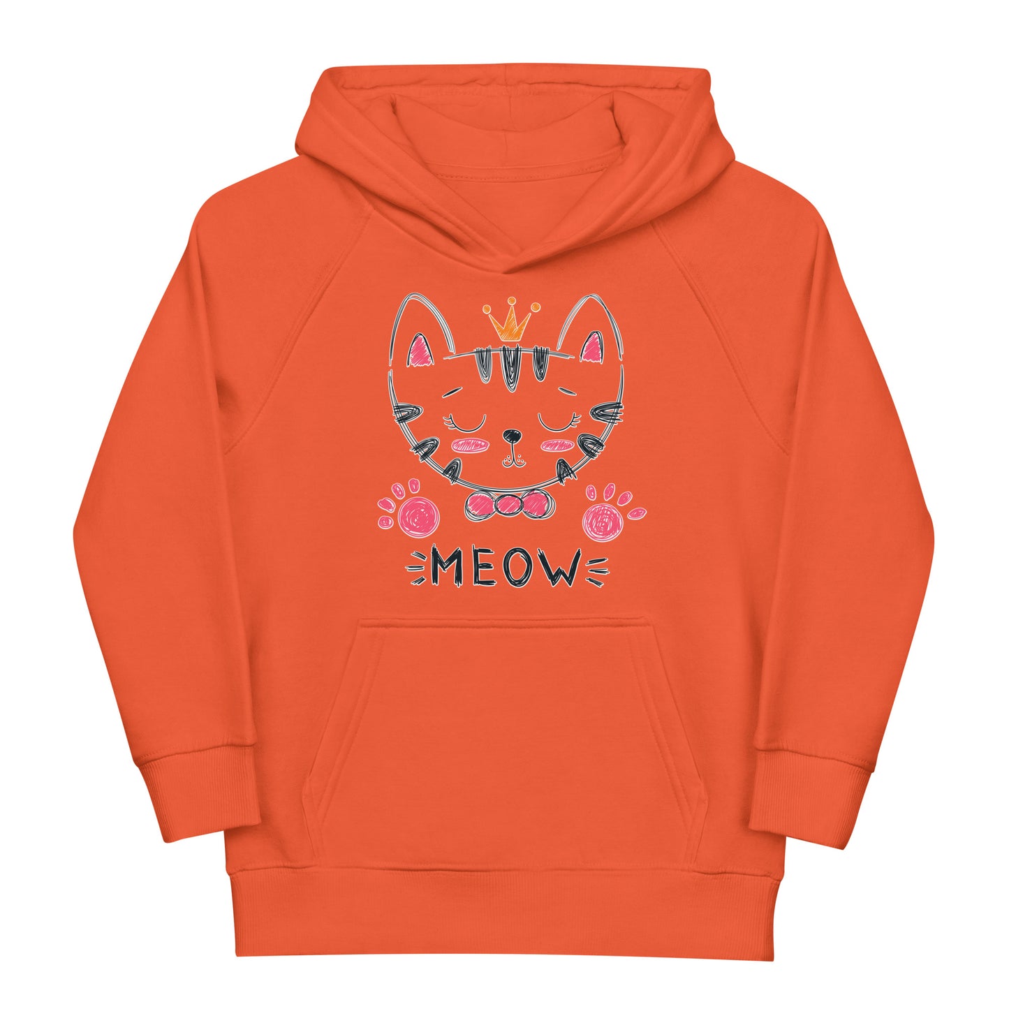 Cute Cat Face Drawing Hoodie, No. 0153