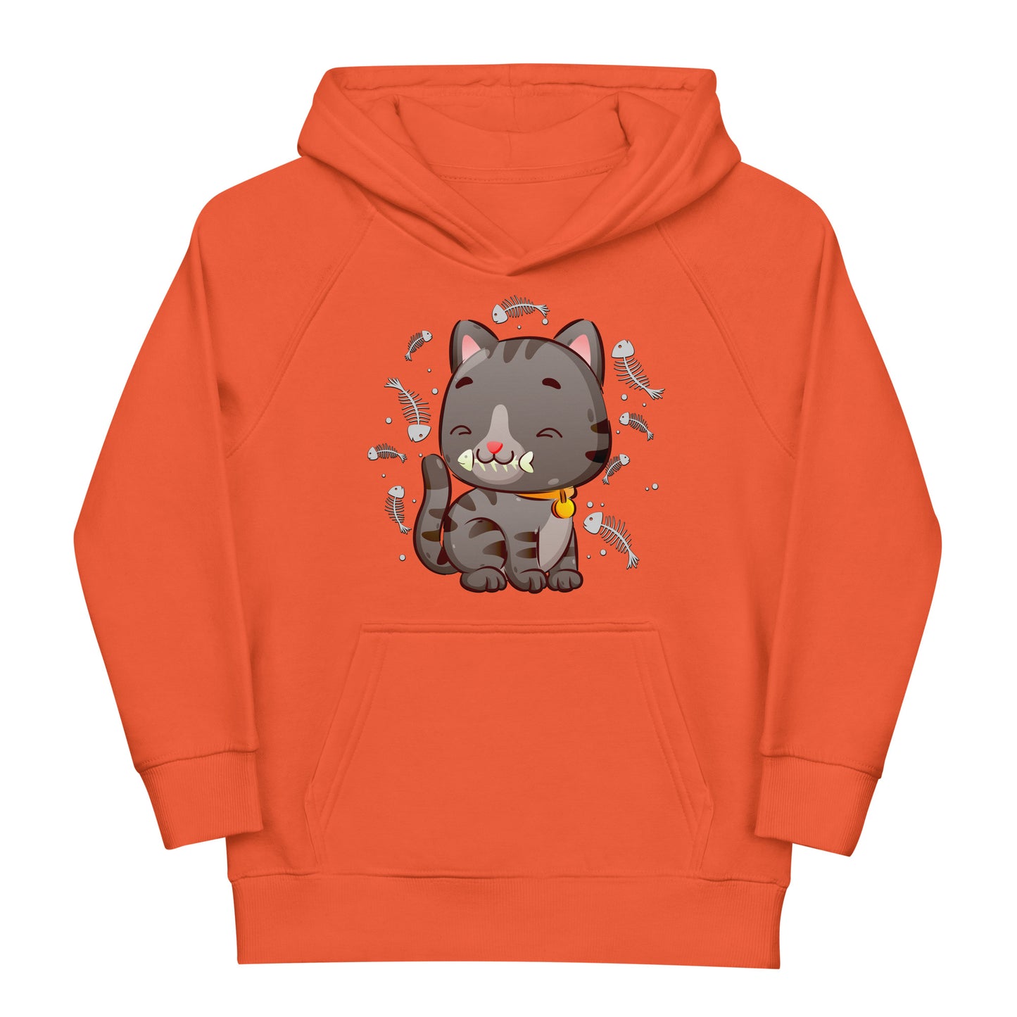 Cute Baby Cat Eating Fish Bone Hoodie, No. 0138