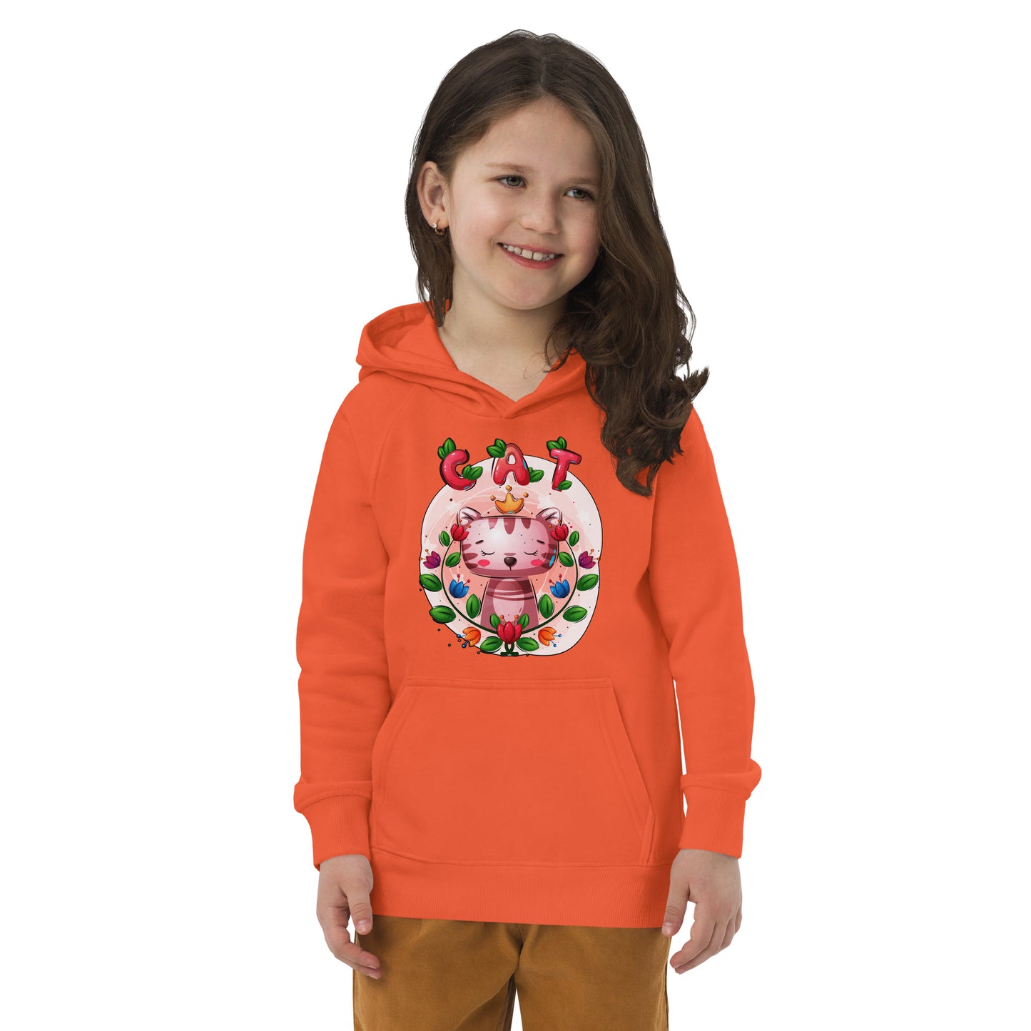 Cute Cat with Flower Wreath Hoodie, No. 0284