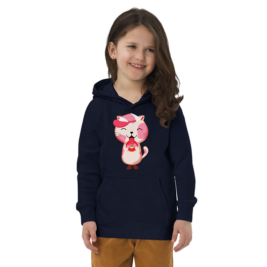 Cute Cat Eating Donut Hoodie, No. 0281