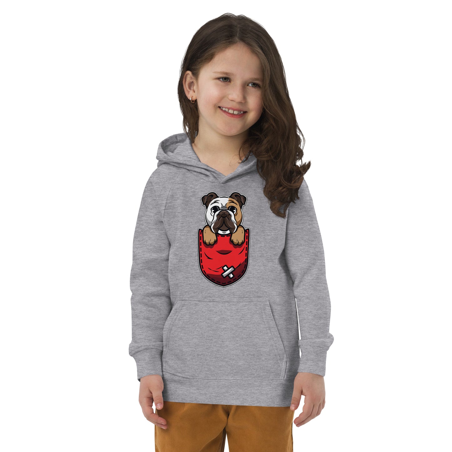 Cute Bulldog Dog in Pocket Hoodie, No. 0152