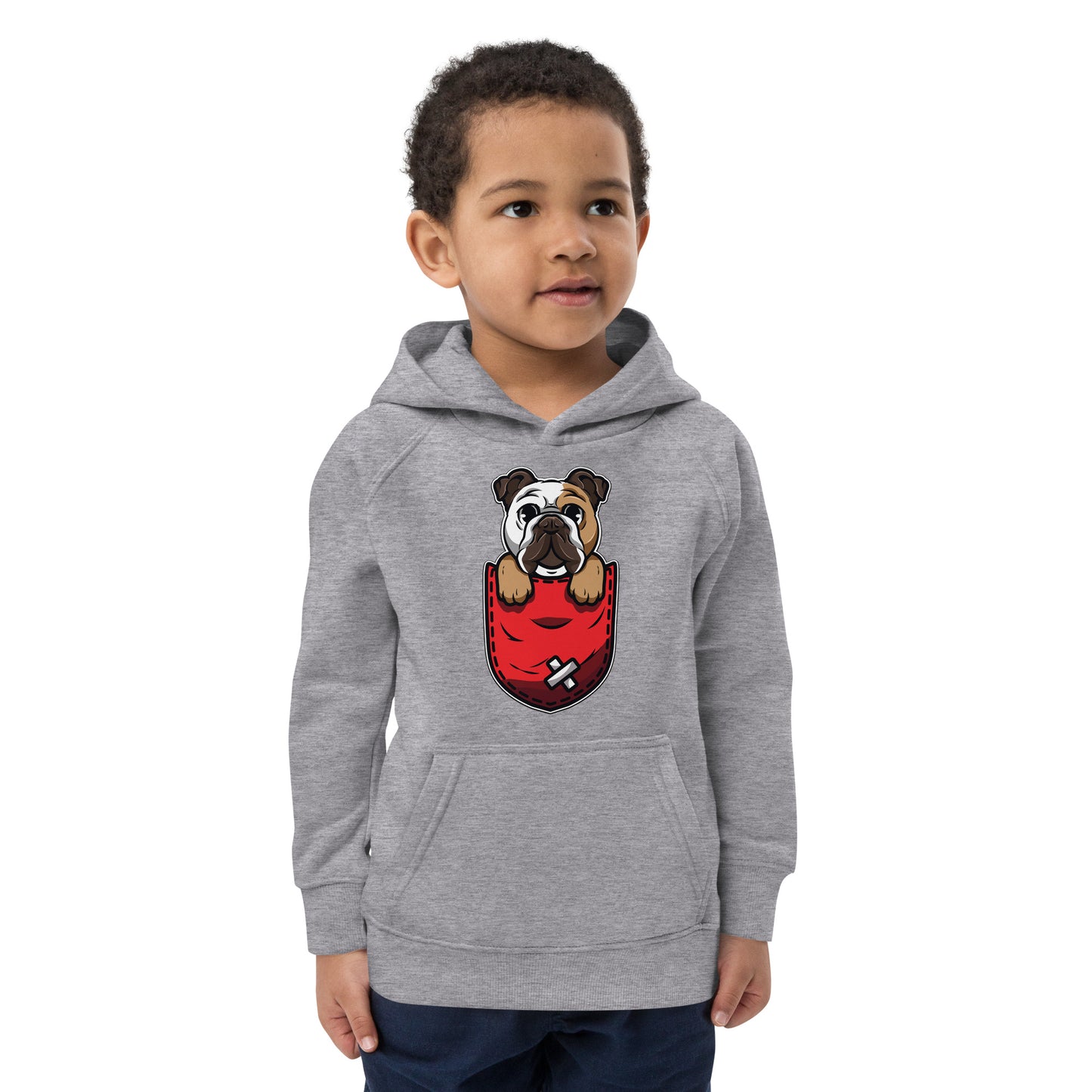 Cute Bulldog Dog in Pocket Hoodie, No. 0152