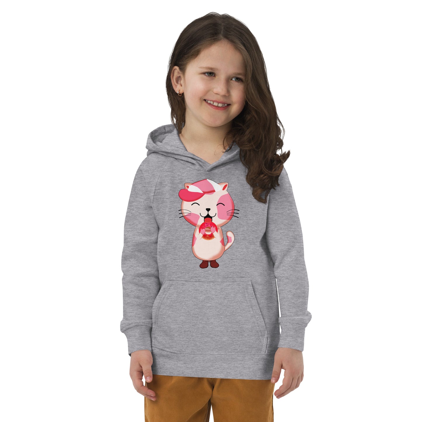 Cute Cat Eating Donut Hoodie, No. 0281