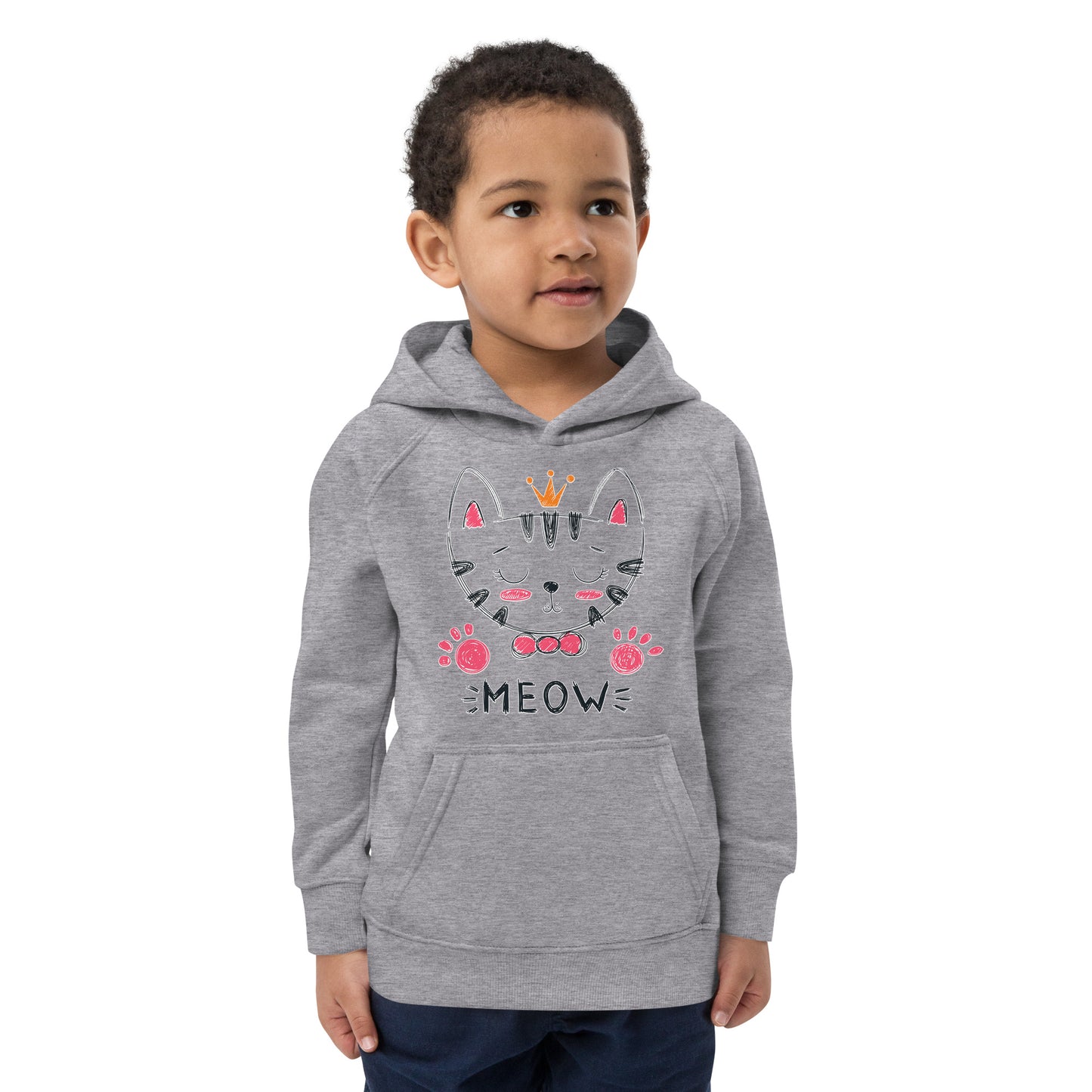 Cute Cat Face Drawing Hoodie, No. 0153